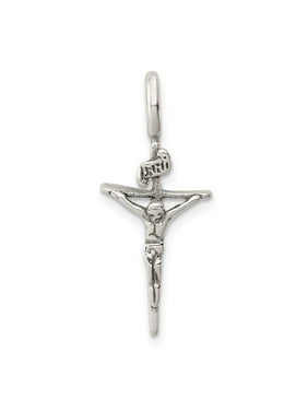 30mm x 13mm Solid 925 Sterling Silver Cross Pendant Crucifix Charm